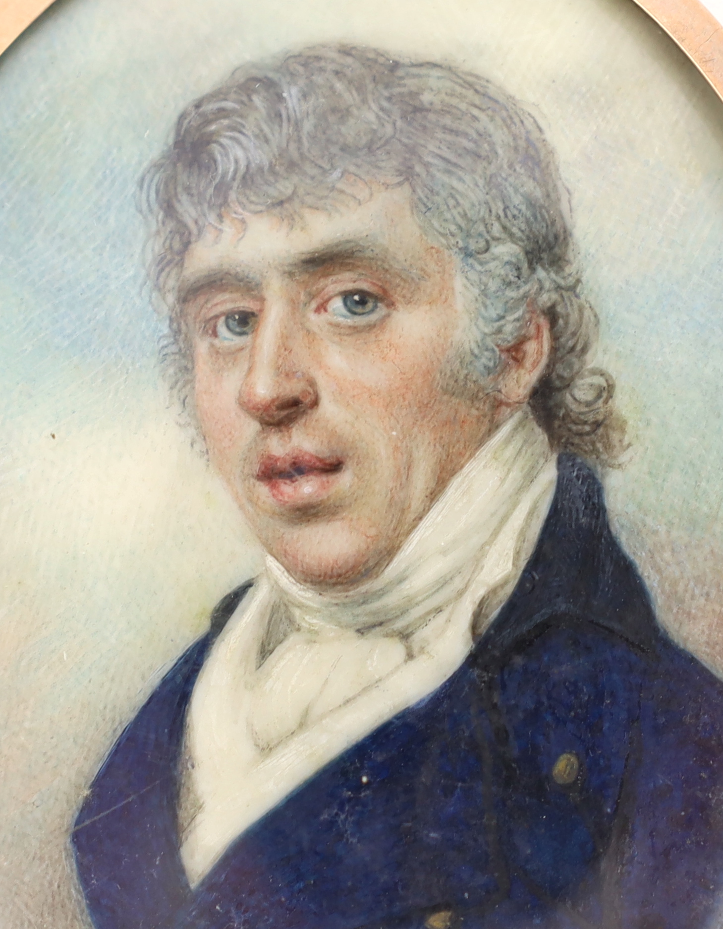 Attributed to William Wood (English, 1769-1810), Portrait miniature of a gentleman, watercolour on ivory, 7.1 x 5.6cm. CITES Submission reference WDQ3333E